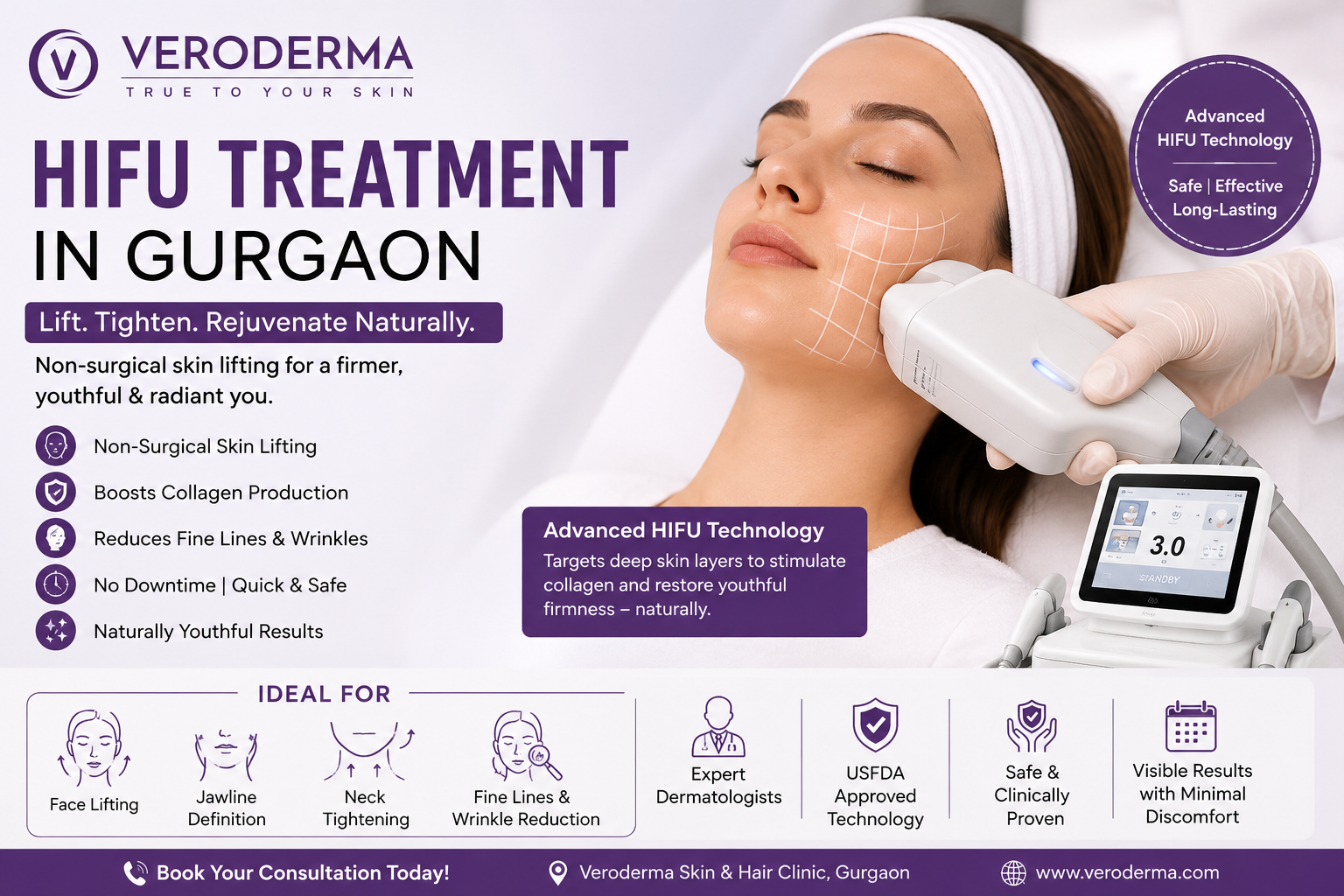 HIFU Treatment in Gurgaon: Achieve Naturally Lifted and Youthful Skin with Veroderma