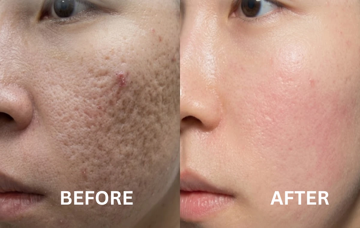 Acne before and after illustrative gallery image