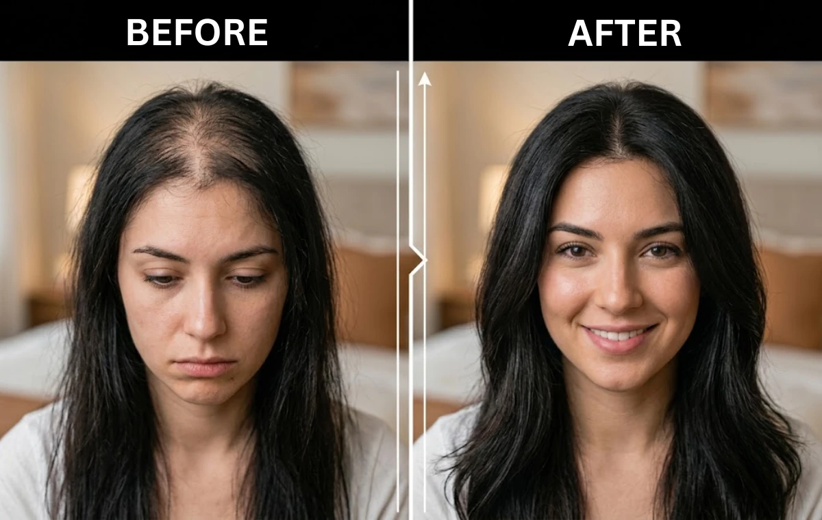 Hair fall before and after illustrative gallery image